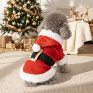 dog santa claus costume, red santa claus costume for dogs, dog santa suit, dog father christmas outfit