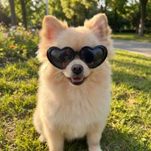 heart shaped dog glasses